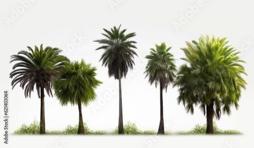 Three Black Palm Trees with Bright Green Leaves  Perfect for Your Tropical Landscape  Generative AI