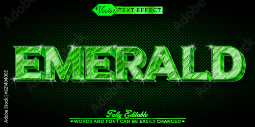 Green Shiny Gems Emerald Vector Editable Text Effect Template