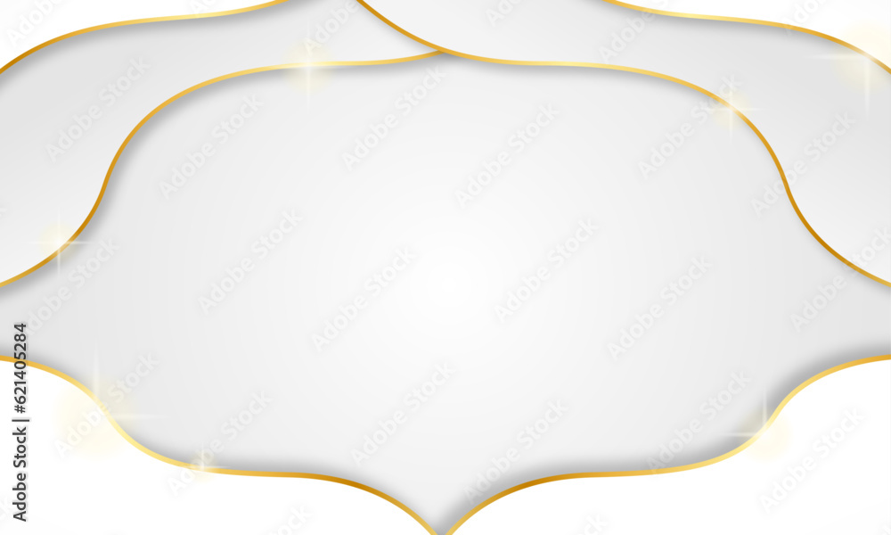 Modern white and gold abstract background. luxury circle background with 3d wavy overlap layered Modern white and gold abstract background. luxury circle background with 3d wavy overlap layered