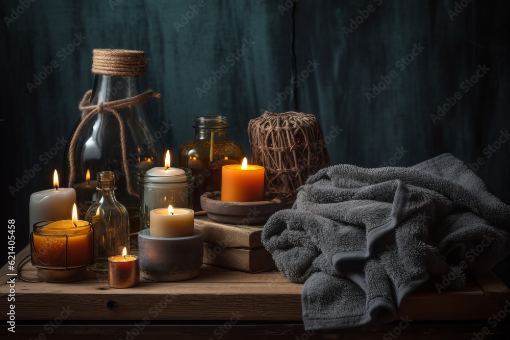 Relax & Rejuvenate: Spa Therapy with Candles & Towels in a Da-Inspired Setting Generative AI Relax & Rejuvenate: Spa Therapy with Candles & Towels in a Da-Inspired Setting Generative AI
