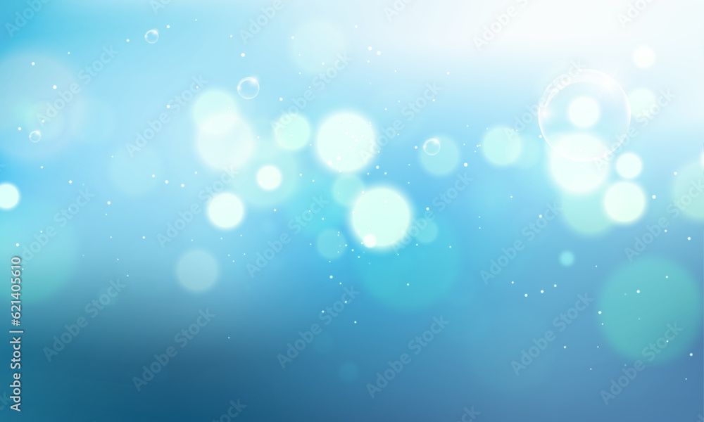 Vector abstract blue background with light bokeh vector illustration