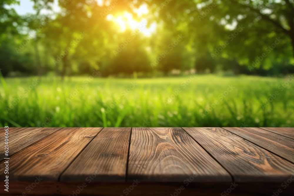 Beautiful Wooden Table in a Sunny, Natural Setting - Perfect for Relaxing Outdoors! Generative AI Beautiful Wooden Table in a Sunny, Natural Setting - Perfect for Relaxing Outdoors! Generative AI