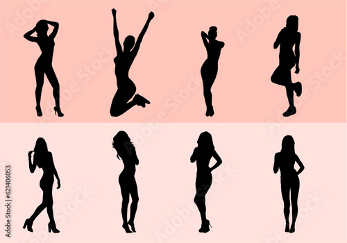 women silhouettes sexy poses vector illustration