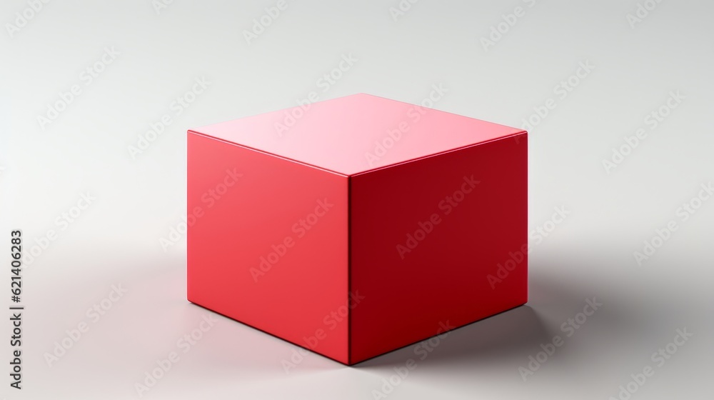 A red cube on a white surface A red cube on a white surface