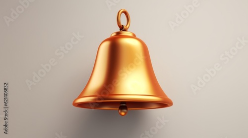 A golden bell hanging from the side of a wall