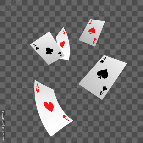 Vector falling playing cards. leisure, game, gambling. luck concept.