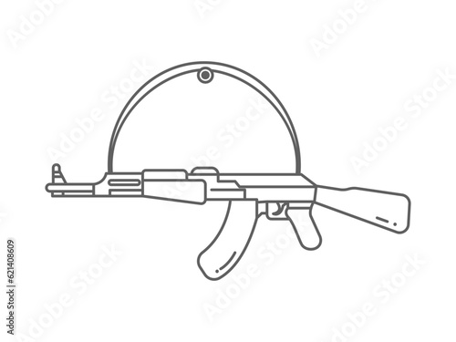 avoid terrorist line art symbol icon, hanging gun icon
