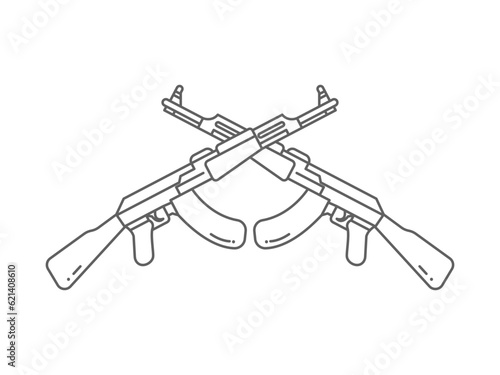 avoid terrorist line art symbol icon, crossed guns icon
