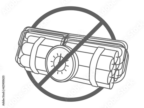 avoid terrorist line art symbol icon, time bomb alert icon