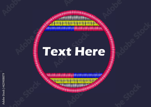 Circles and space for text motif embroidery pattern in vector illustration