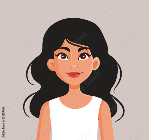 Portrait of a Woman of Hispanic Ethnicity Smiling Vector Cartoon. Nice friendly model smiling with confidence 
