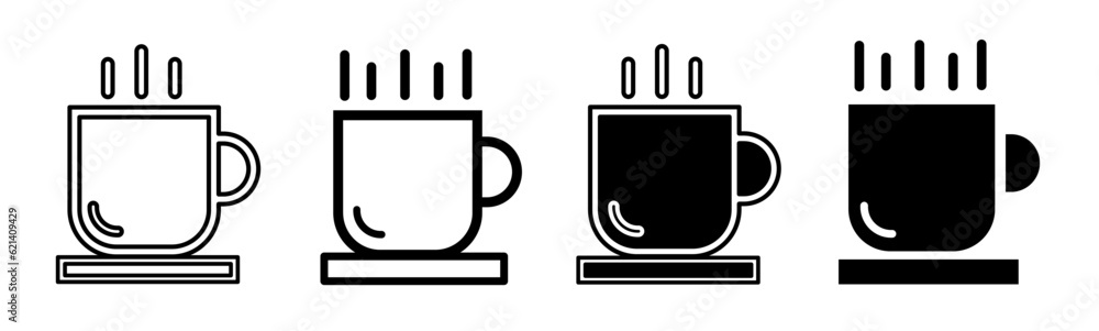 Black and white illustration of a cup. Cup icon collection with line. Stock vector illustration. Black and white illustration of a cup. Cup icon collection with line. Stock vector illustration.