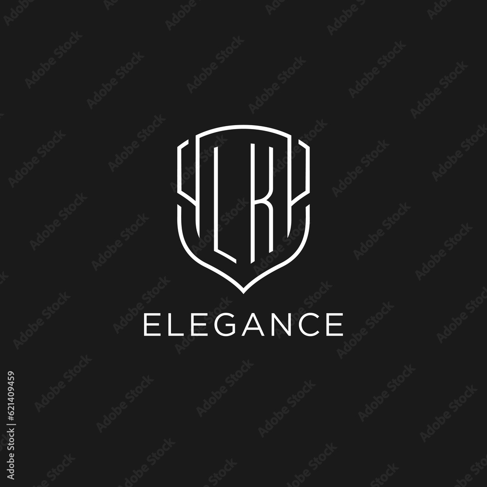 Initial LK logo monoline shield icon shape with luxury style Stock ...