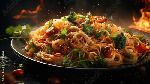 pasta with tomato sauce HD 8K wallpaper Stock Photographic Image