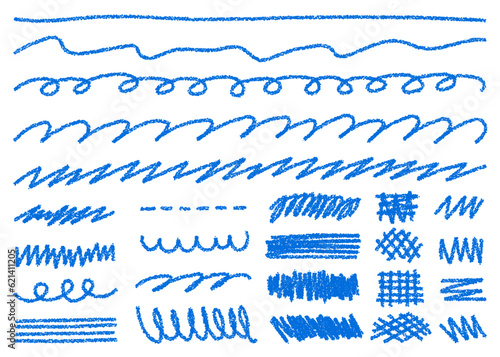 クレヨン素材 ラフな手描きの線セット