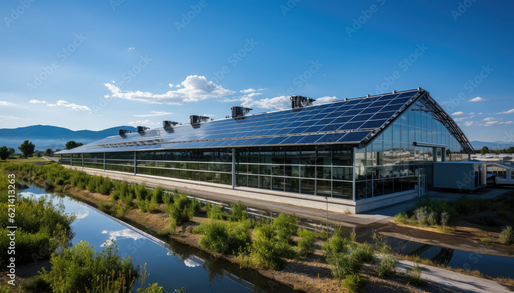the synergy between industry and clean energy by showcasing a modern factory equipped with a solar energy system. the synergy between industry and clean energy by showcasing a modern factory equipped with a solar energy system.