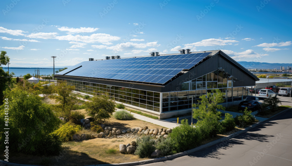 the synergy between industry and clean energy by showcasing a modern factory equipped with a solar energy system. the synergy between industry and clean energy by showcasing a modern factory equipped with a solar energy system.