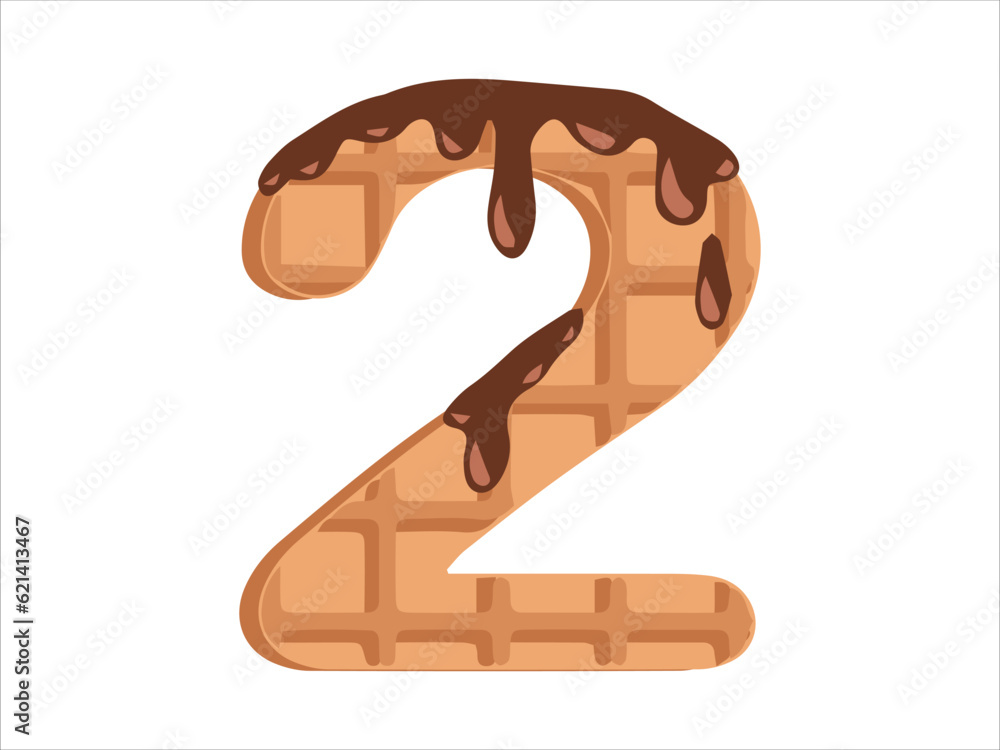 Alphabet Number 2 with Donut Illustration Alphabet Number 2 with Donut Illustration