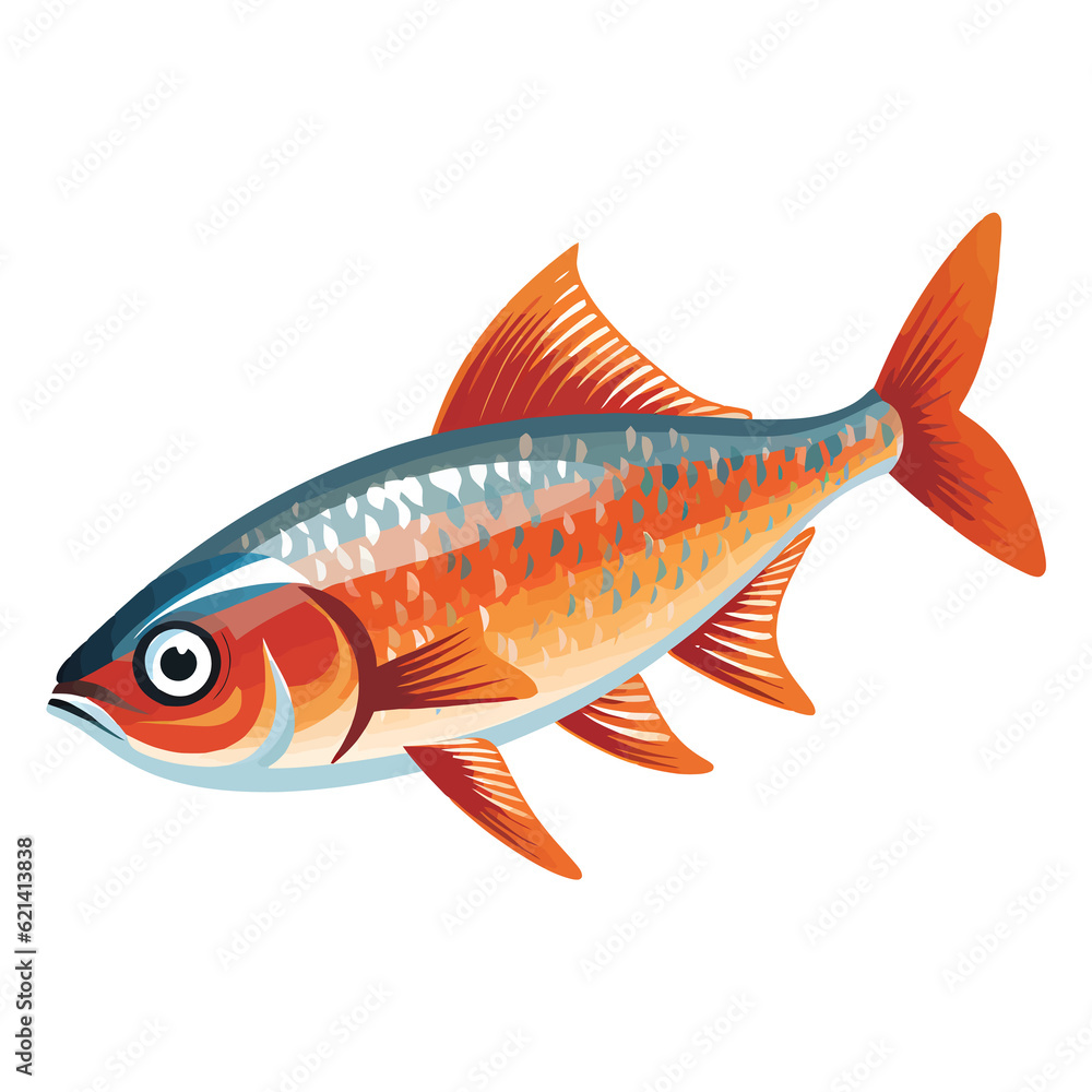 Fototapeta premium Captivating Colors: 2D Illustration of the Stunning Fish Flame Tetra