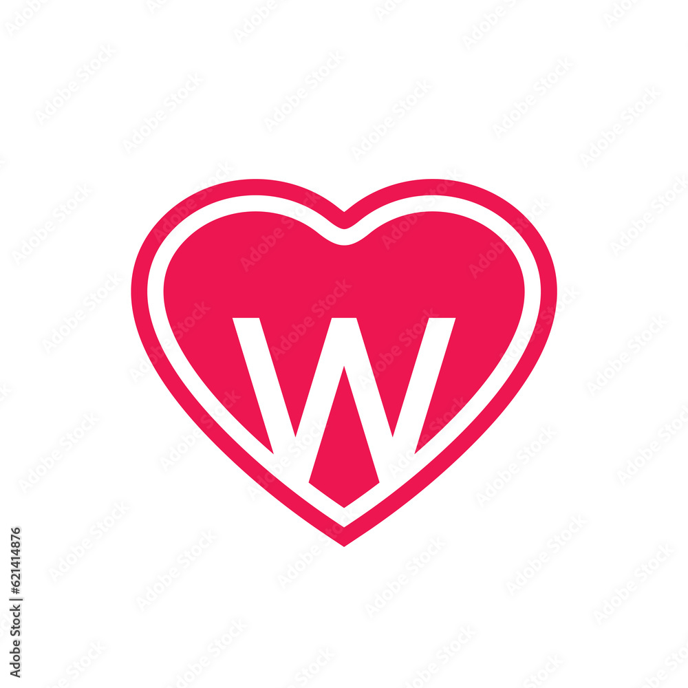 Letter W heart logo icon design, isolated on white background Letter W heart logo icon design, isolated on white background