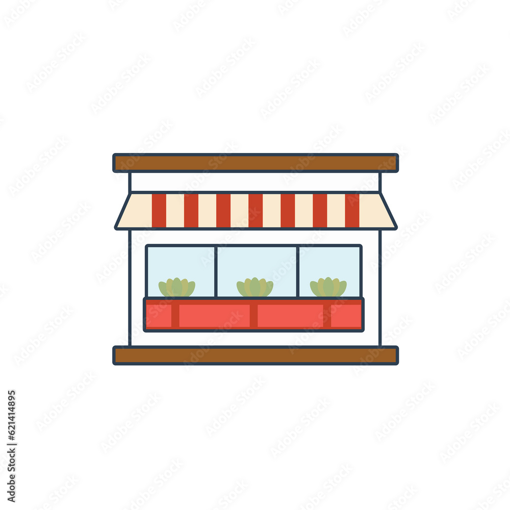 Store building icon in flat design style, vector illustration Store building icon in flat design style, vector illustration