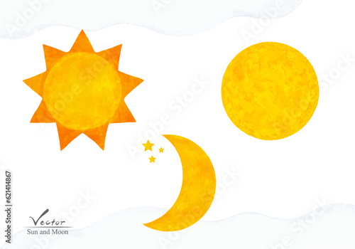 Vectorized Sun and Moon icon set. With bonus decorations cloud and stars.