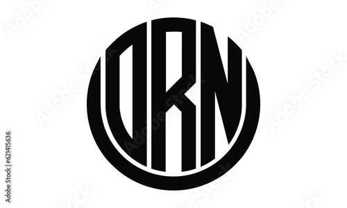 ORN shield in circle logo design vector template. lettermrk, wordmark, monogram symbol on white background.	