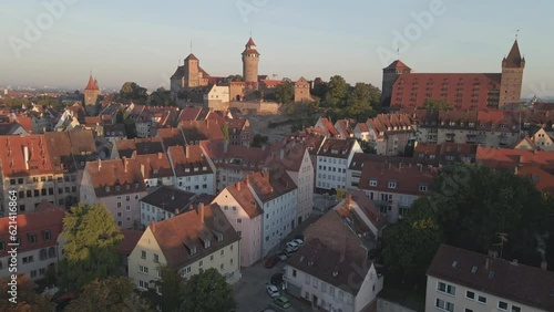 Flying over Nuremberg Germany toward the Imperial Castle