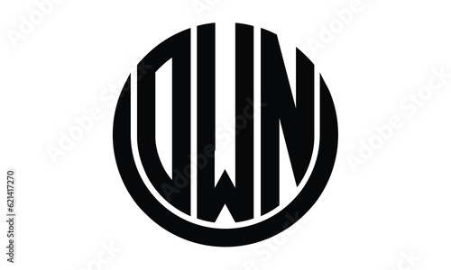 ORN shield in circle logo design vector template. lettermrk, wordmark, monogram symbol on white background.	