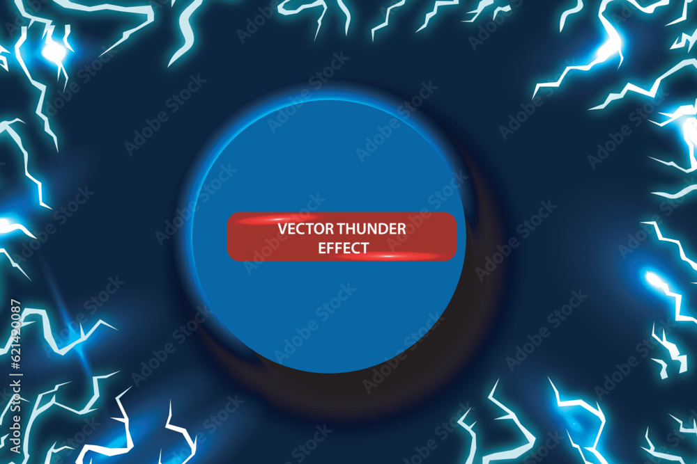 Lightning, blue color electric lightning strike during night storm ...