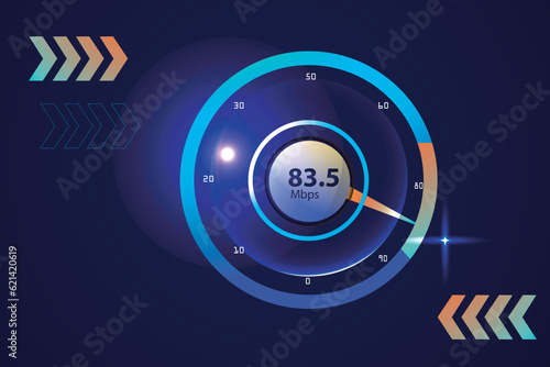 Vector illustration of internet speed test suitable for visualizing technology to test internet speed