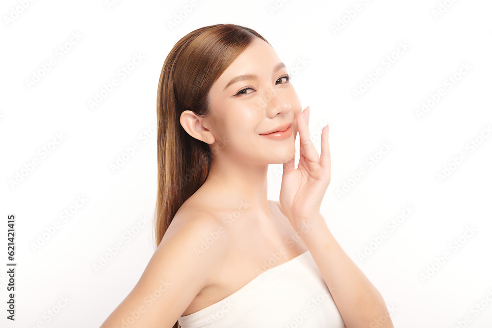 Beautiful young asian woman with clean fresh skin on white background, Face care, Facial treatment, Cosmetology, beauty and spa, Asian women portrait. Beautiful young asian woman with clean fresh skin on white background, Face care, Facial treatment, Cosmetology, beauty and spa, Asian women portrait.