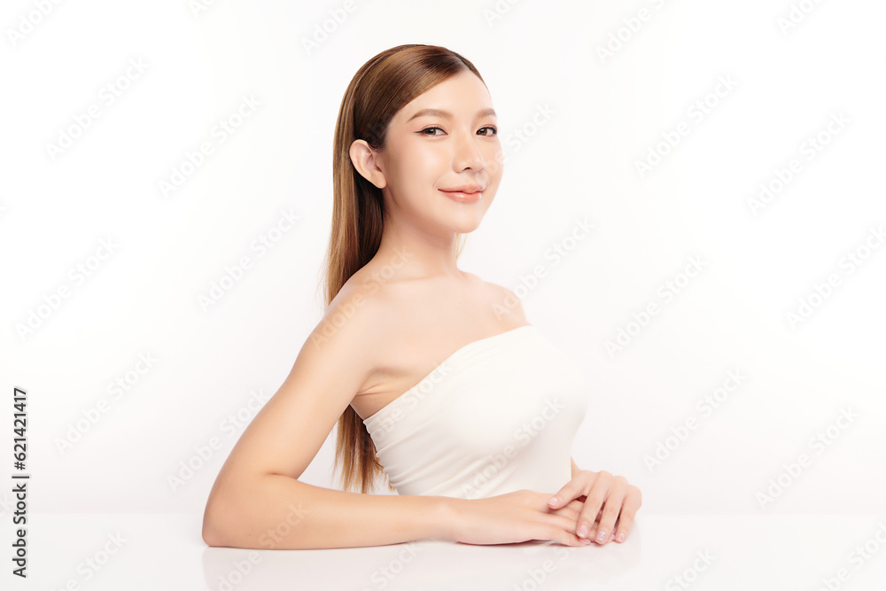 Beautiful young asian woman with clean fresh skin on white background, Face care, Facial treatment, Cosmetology, beauty and spa, Asian women portrait. Beautiful young asian woman with clean fresh skin on white background, Face care, Facial treatment, Cosmetology, beauty and spa, Asian women portrait.