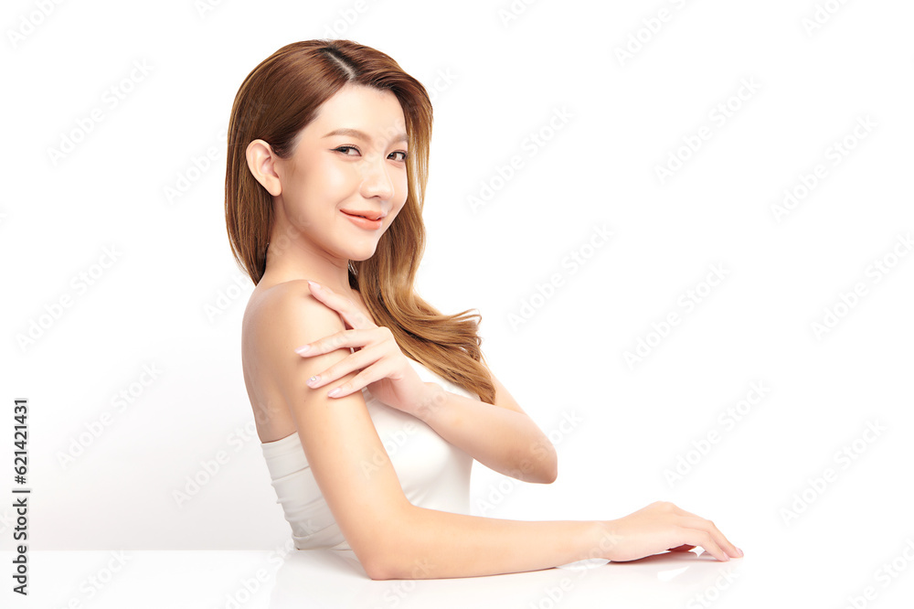 Beautiful young asian woman with clean fresh skin on white background, Face care, Facial treatment, Cosmetology, beauty and spa, Asian women portrait. Beautiful young asian woman with clean fresh skin on white background, Face care, Facial treatment, Cosmetology, beauty and spa, Asian women portrait.