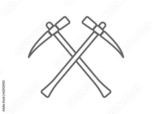 symbol icon for mining purpose, crossed mining hoe icon