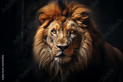 Africa cat lion animal big dark predator face nature leader portrait endangered © SHOTPRIME STUDIO
