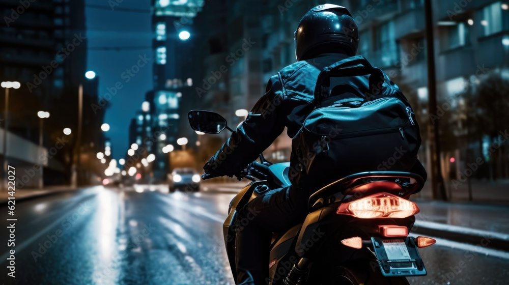 motorcyclist on a city street generative ai motorcyclist on a city street generative ai