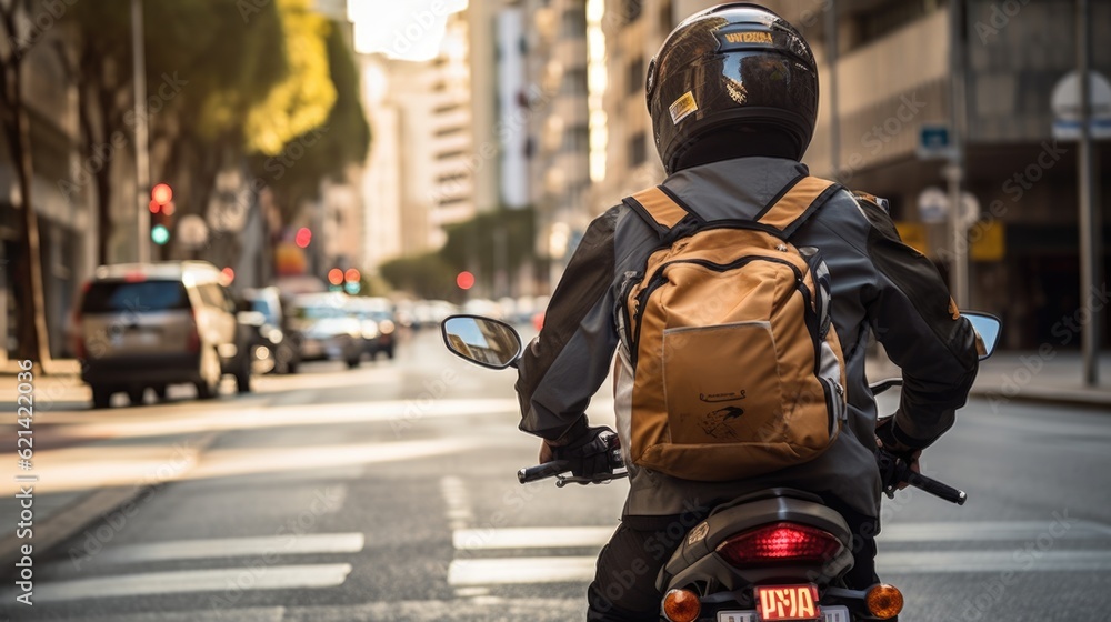 motorcyclist on a city street generative ai motorcyclist on a city street generative ai