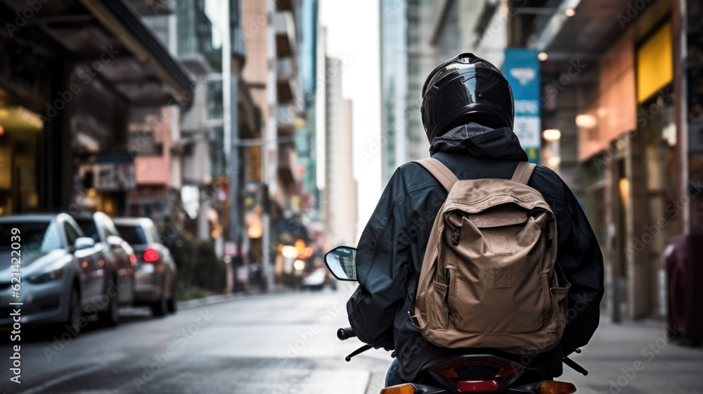 motorcyclist on a city street generative ai