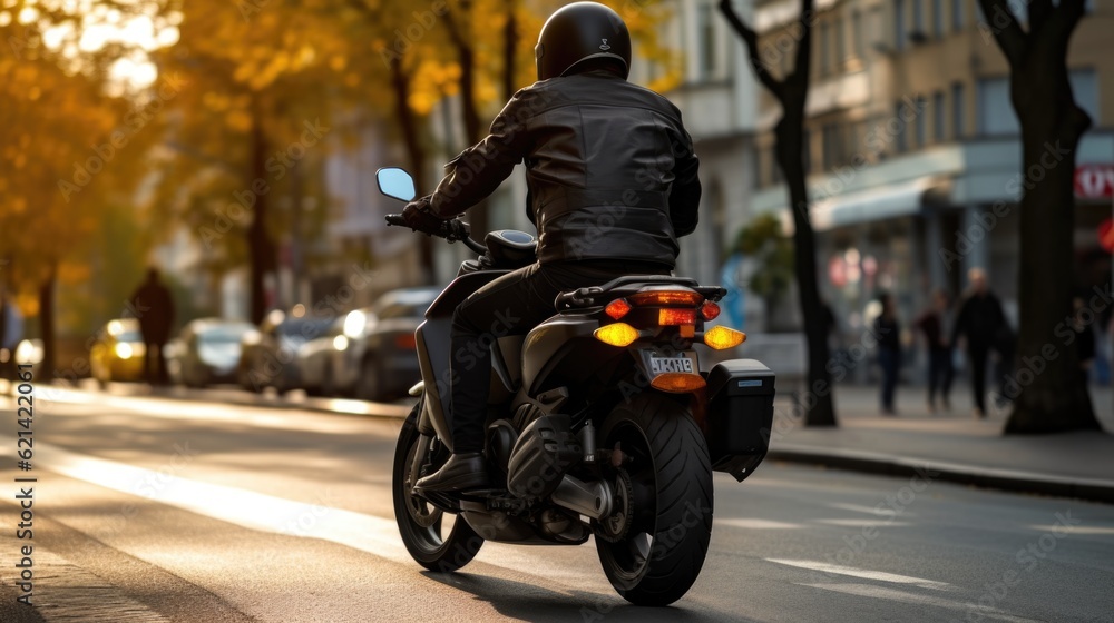 motorcyclist on a city street generative ai motorcyclist on a city street generative ai