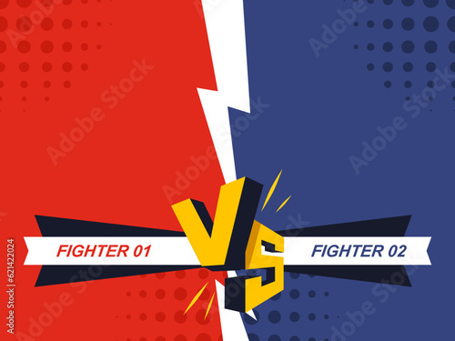 Versus banner. VS. Game battle separation of two color, red and blue. Vector illustration template, background and poster.	
