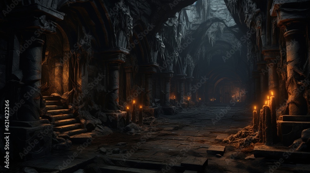 Fototapeta premium Underground Dungeons Game Art