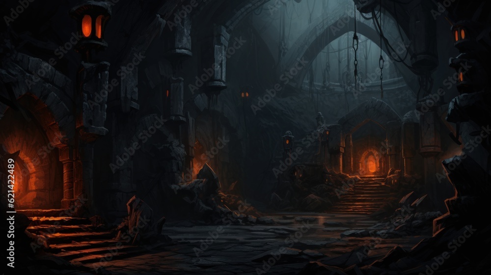 Obraz premium Underground Dungeons Game Art