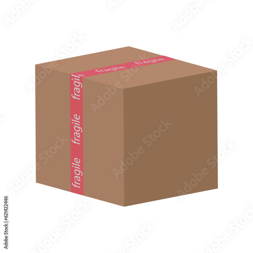 Cardboard box mockup isolated on white background. Shipping box layout, vector