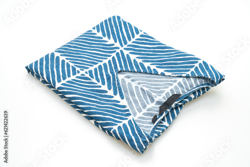 blue t-shirt with white strip on white background