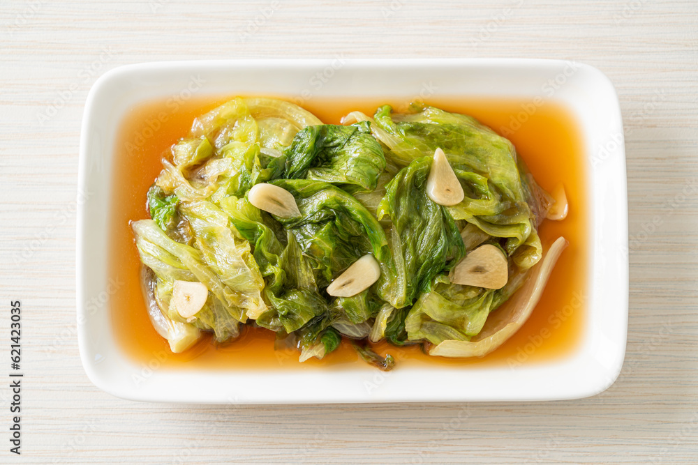 Stir fried Iceberg lettuce with Oyster sauce Stir fried Iceberg lettuce with Oyster sauce