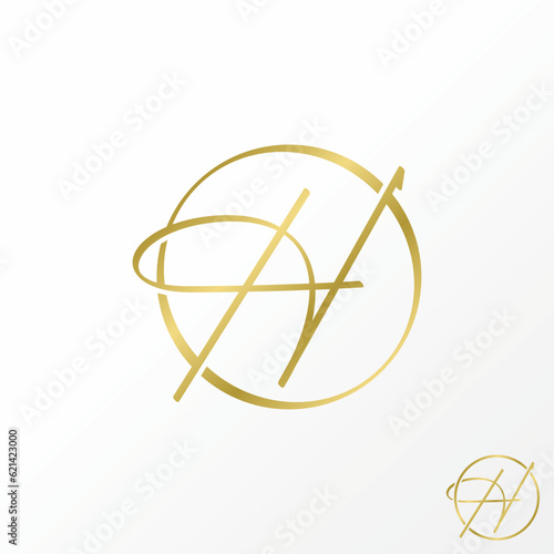Logo design graphic concept creative abstract premium free vector simple letter H handwritten font cicle line. Related to typography initial monogram