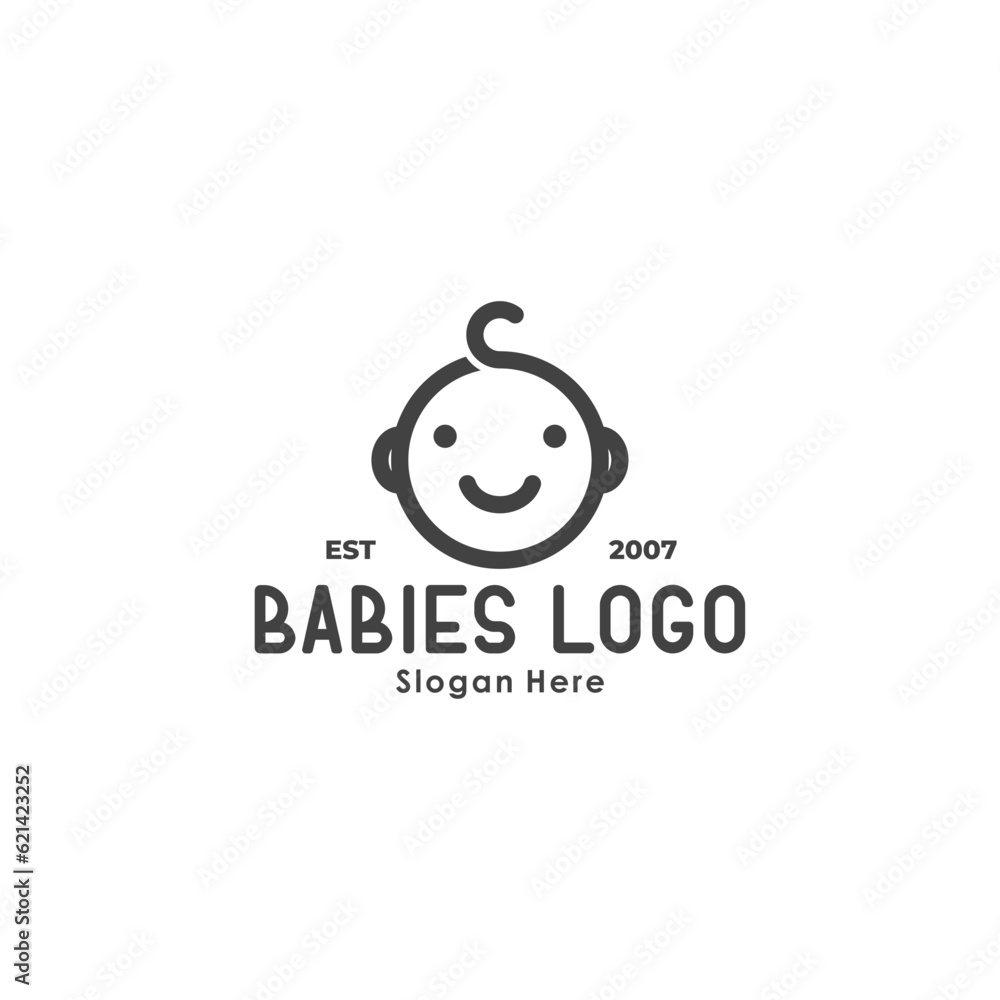 Baby toddler babies logo vector Baby care flat style design symbol logo Baby toddler babies logo vector Baby care flat style design symbol logo