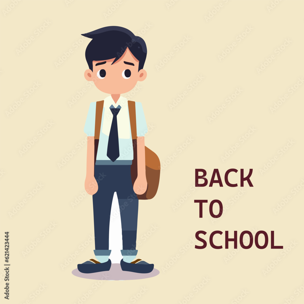 student boy character go to school, back to school vector theme
