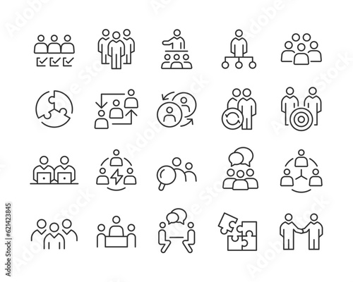 Teamwork - Line Icons - Editable Stroke